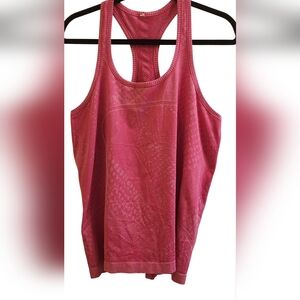 Lululemon Pink And White Swiftly Tech Racerback Tank Top Sz 12